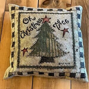 Pat Yuille Oh Christmas Tree Pillow Tapestry 15” Square Vintage Christmas